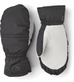 Hestra Primaloft Leather Female Mitt - Graphite & Offwhite