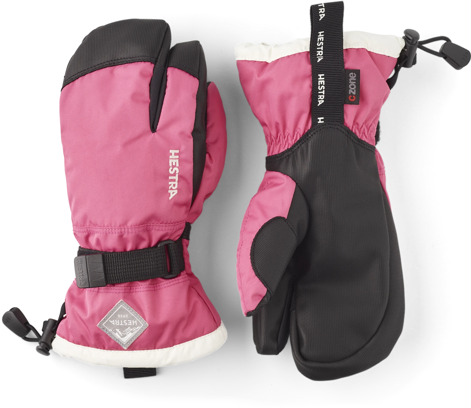 Hestra Gauntlet CZone Jr. 3-finger - Fuchsia & Ivory 1 Hestra Gauntlet CZone Jr. 3-finger - Fuchsia & Ivory