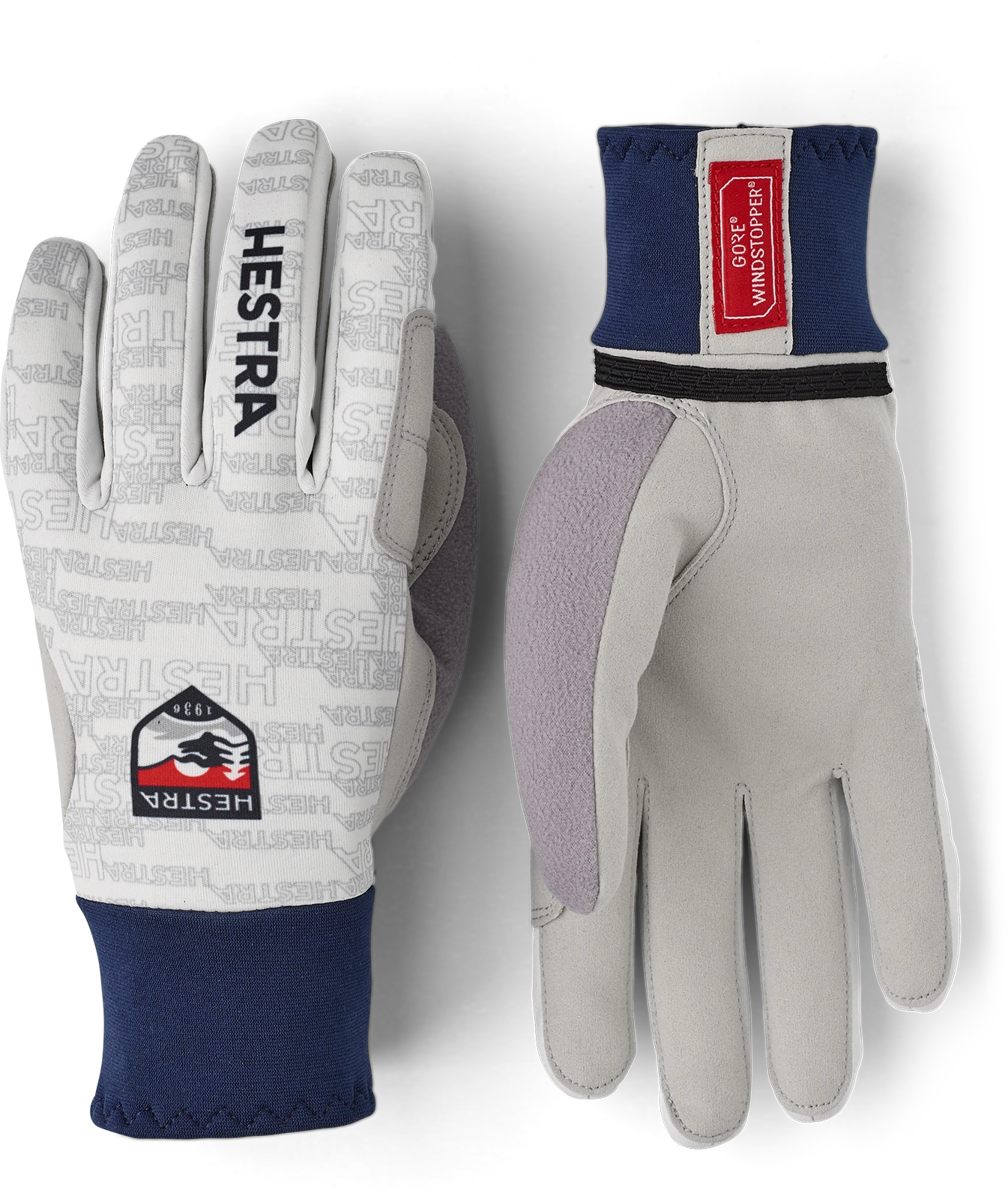 Hestra Windstopper Active Grip 5-finger - Offwhite Print 1 Hestra Windstopper Active Grip 5-finger - Offwhite Print